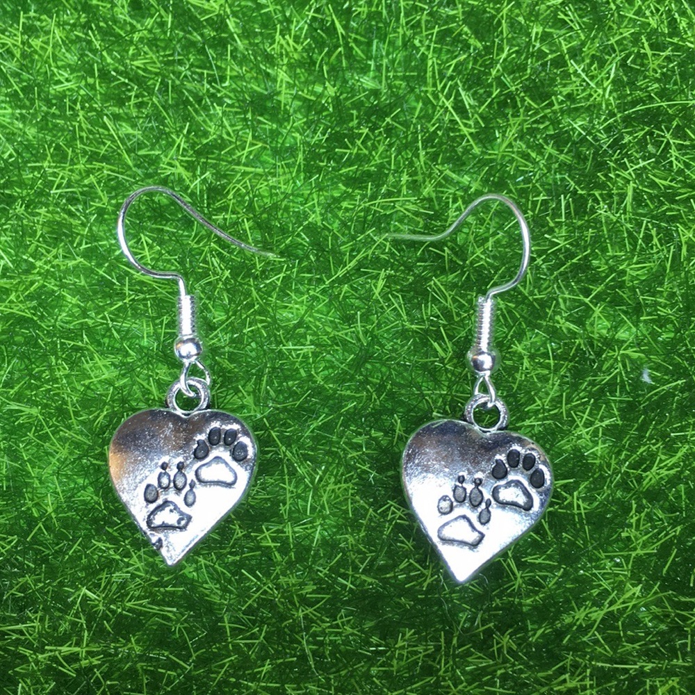Paw Print Heart Earrings - Picture 6 of 12
